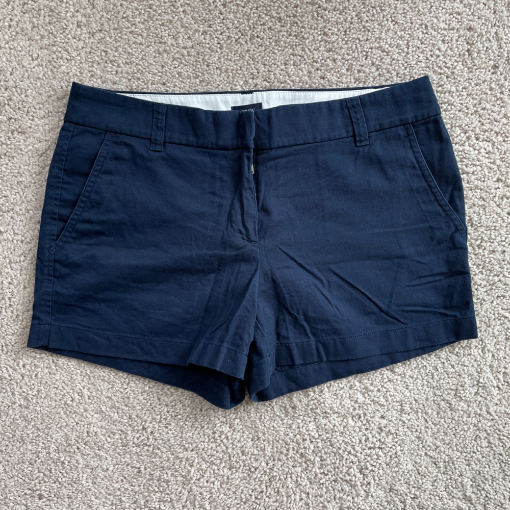 J. Crew Factory Solid Navy Blue 3.5” High Rise / Mid Rise Cotton Shorts Size 6